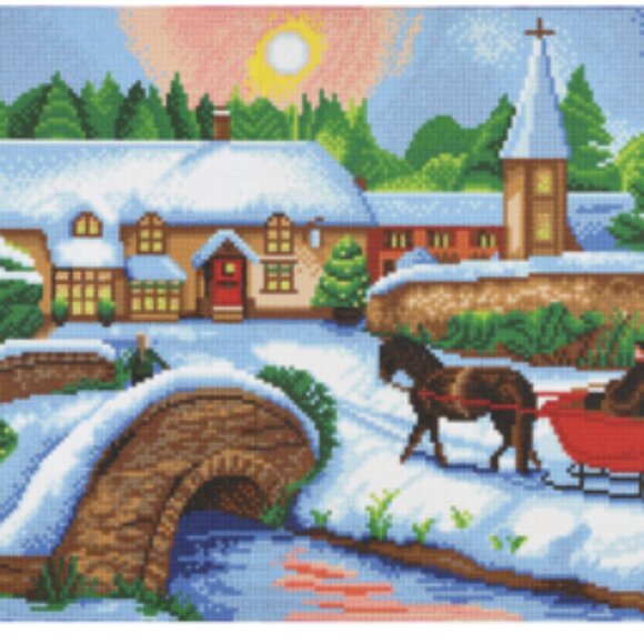 Crystal Art Mounted Kit (Lg): Winter Village - Picture 1 of 1